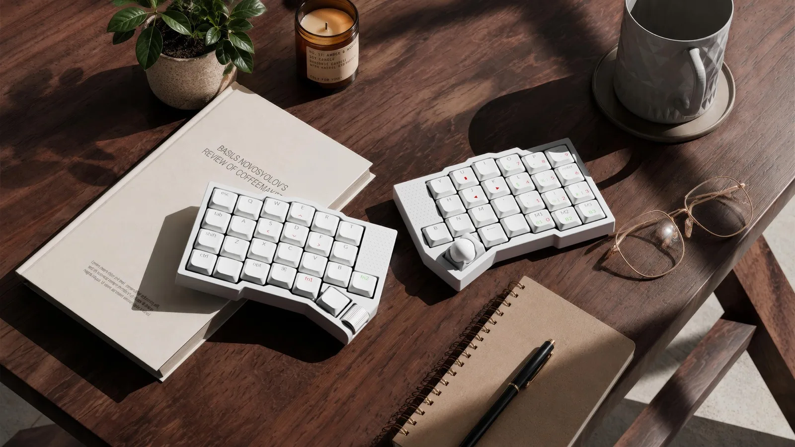 Orca Echo white colorway on a wooden desk
