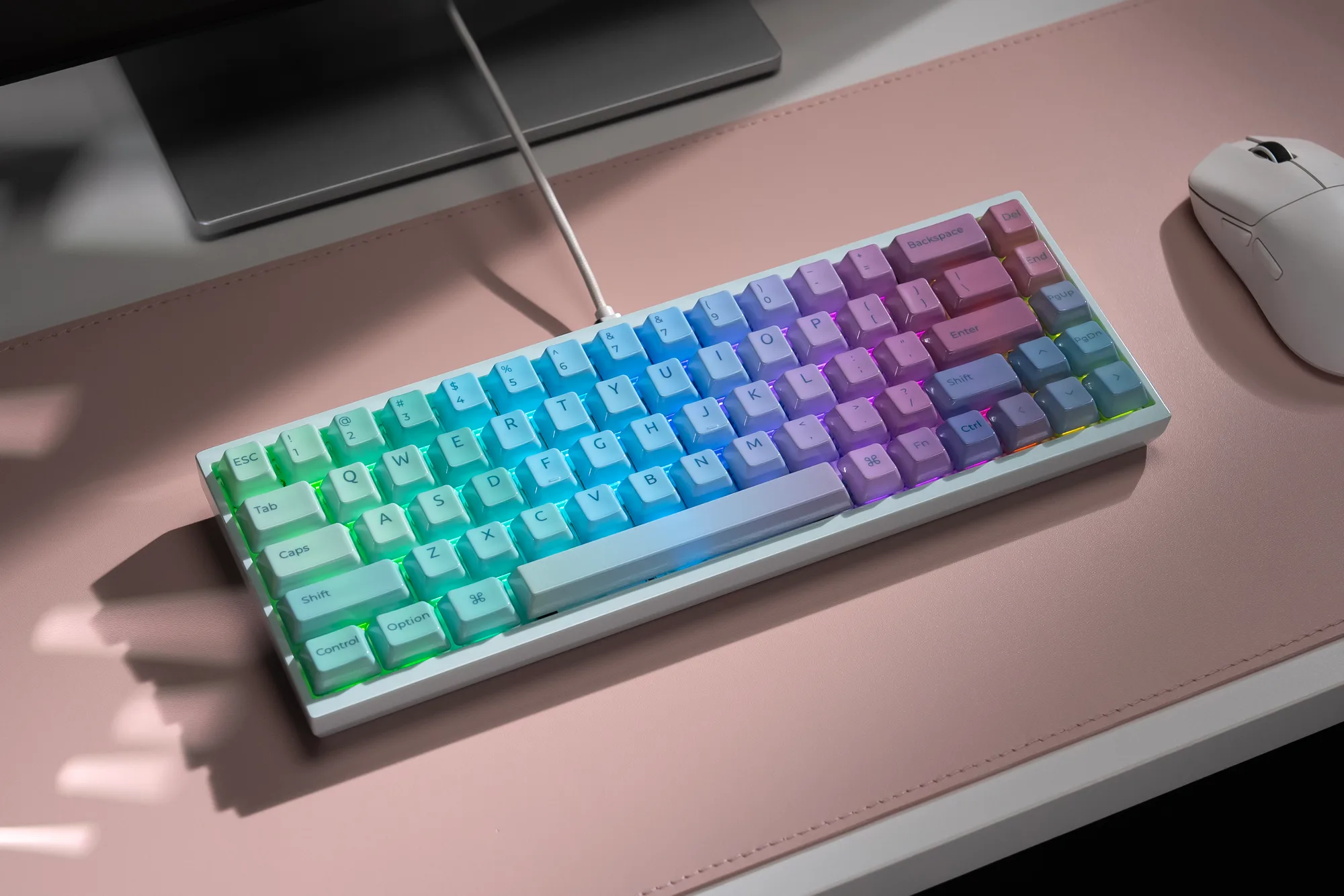 Removed keycaps showing switches